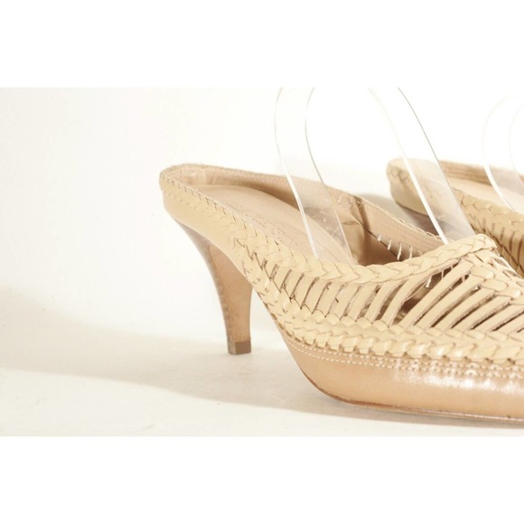 Ulla Johnson Woven Panel Mules Heels Latte Brown Basket Weave Braided 41 Shoes - Picture 2 of 16